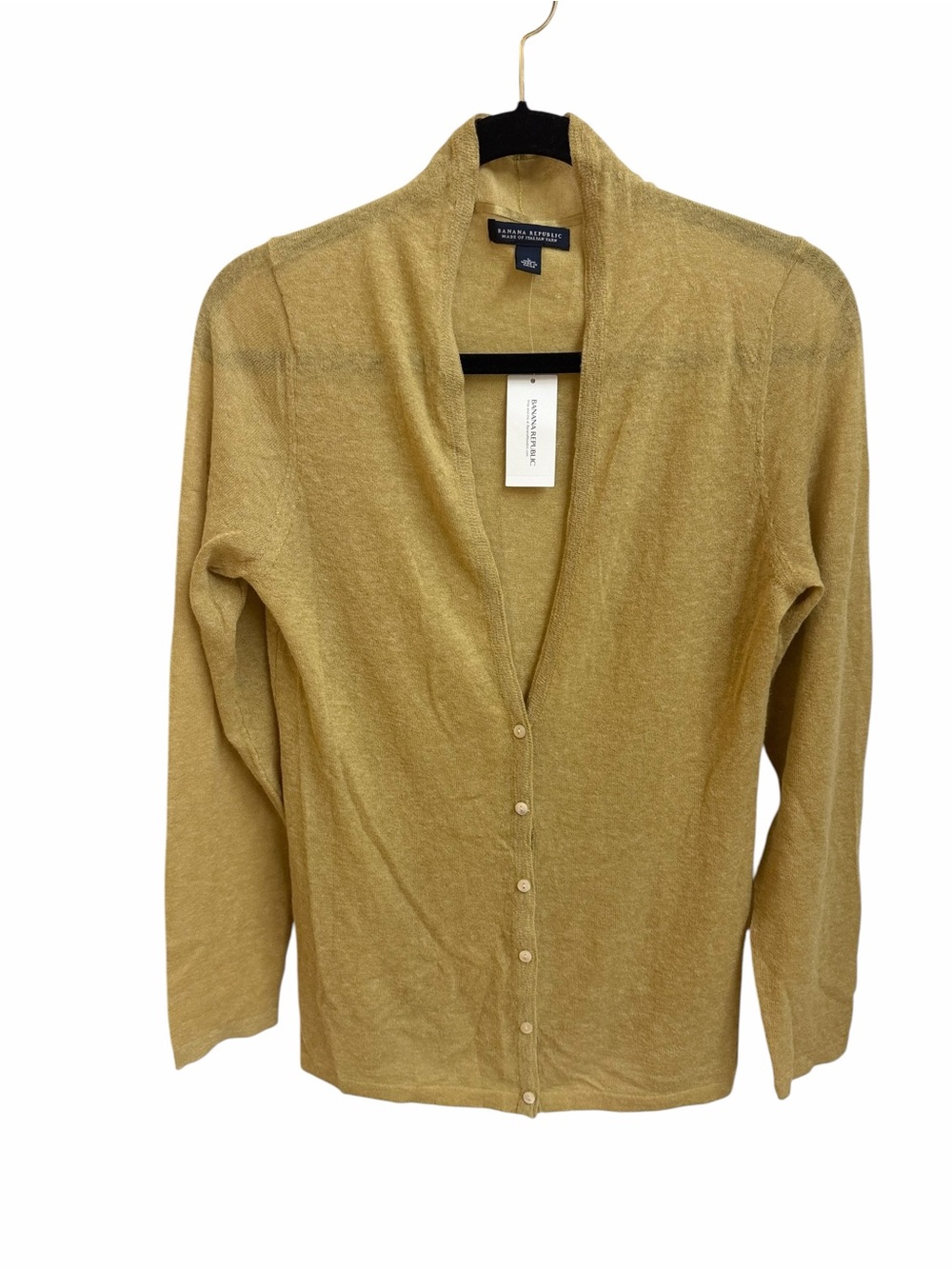 Banana Republic Mustard Open-Front Button Alpaca Wool Blend Cardigan